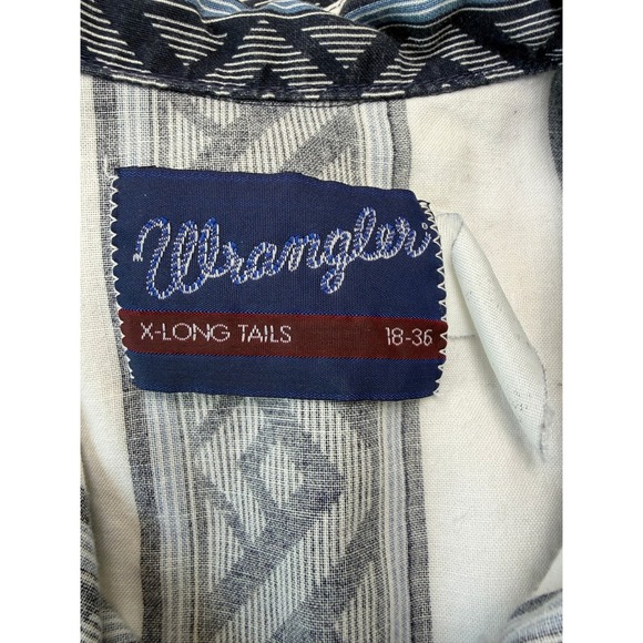 Wrangler X-Long Tails Vintage Button Up Shirt 18-36 Aztec Stripe Western Cowboy - Picture 2 of 9